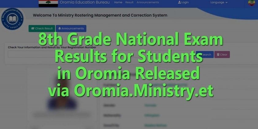 Grade 8 Ministry Exam result, Oromia
